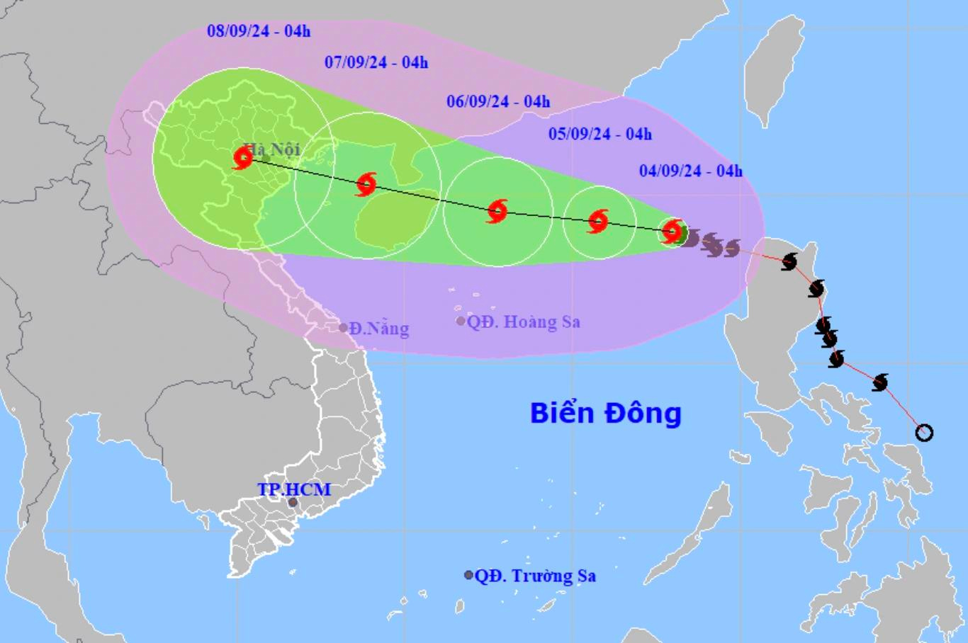 Bão Yagi mạnh cấp 13 khi vào Vịnh Bắc Bộ.